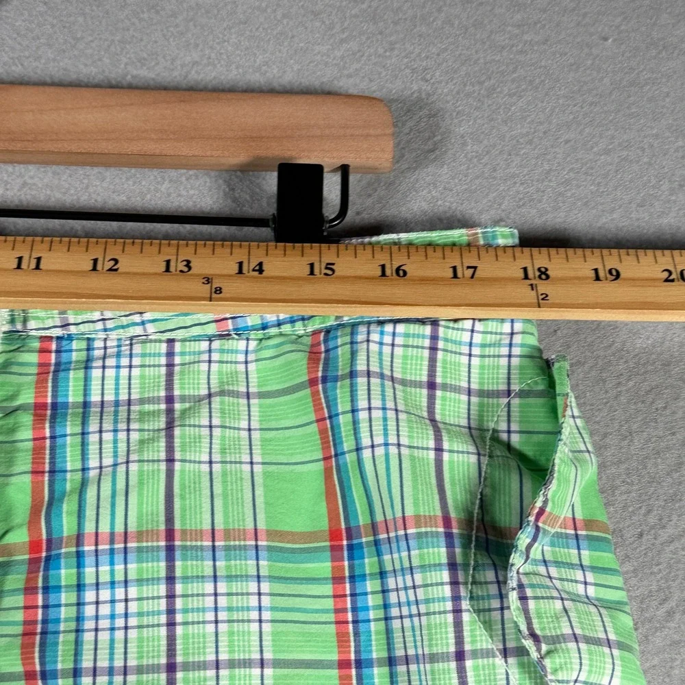 Vintage Polo Ralph Lauren Mens Green Plaid‎ Cargo Shorts Size 36 Drawstring